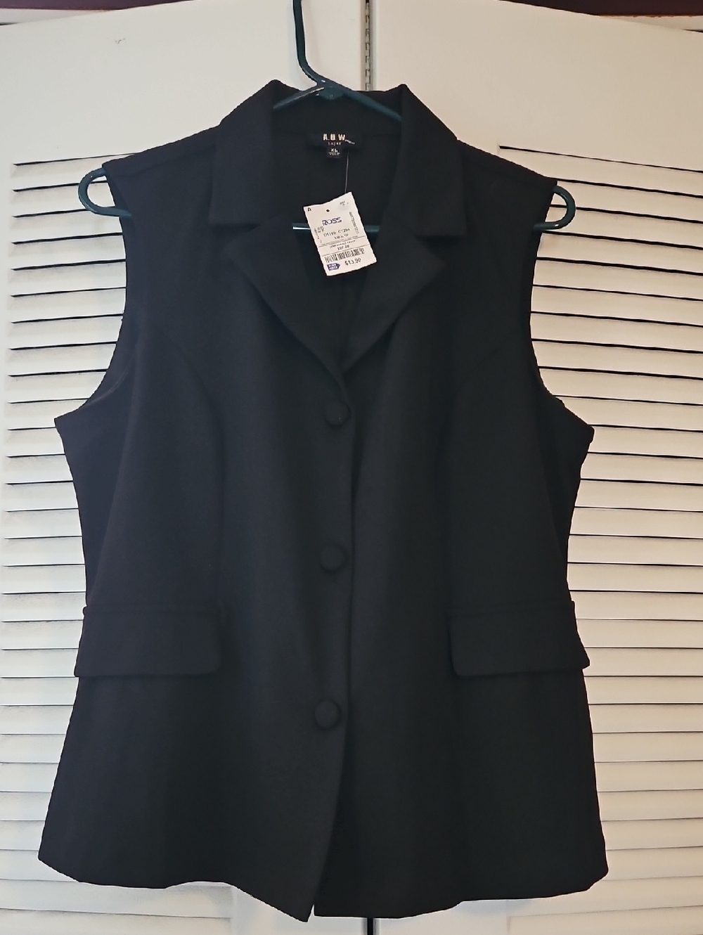 AUW Black Sleeveless Tailored Blazer Vest
